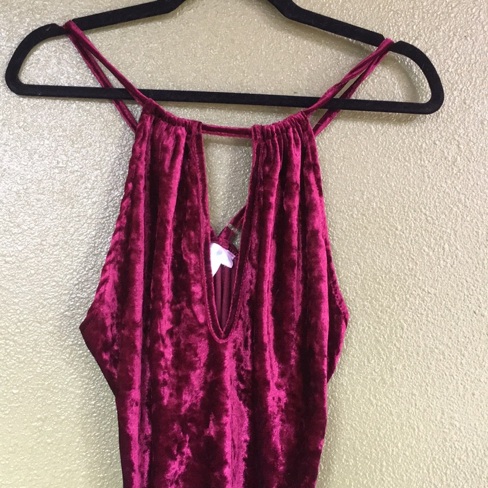 Maroon Velvet Bodysuit